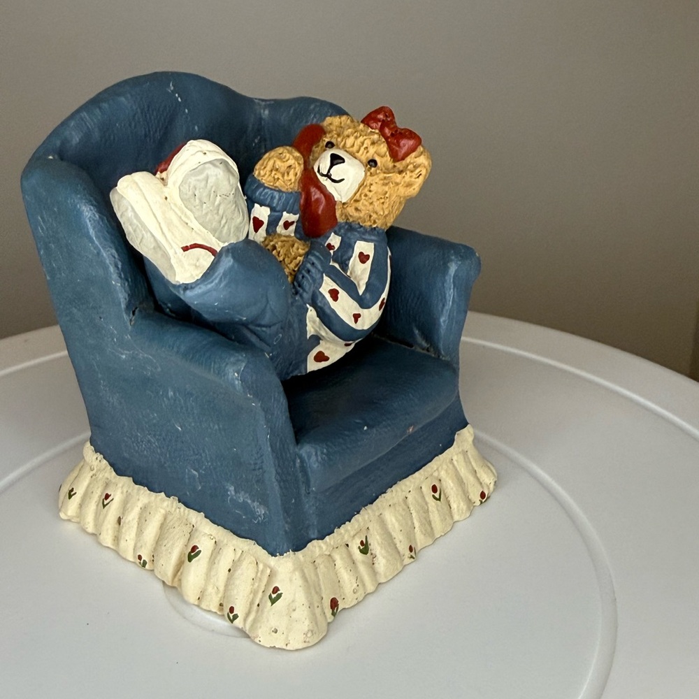 Vintage Carolyn Carpin Miniature Bear and Chair